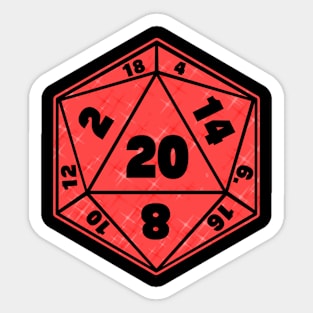 Shiny Red D20 Dice Sticker